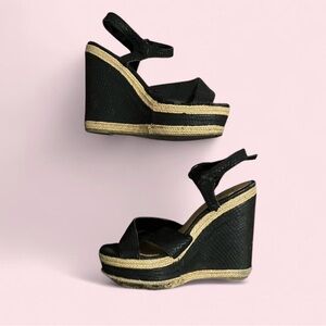 Express Black Wedge Sandals w Straps